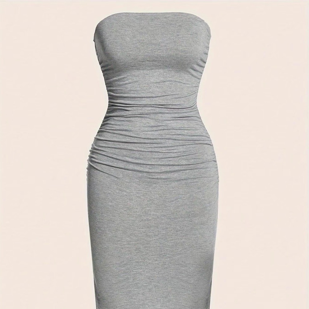 Chic Strapless Gray Dress